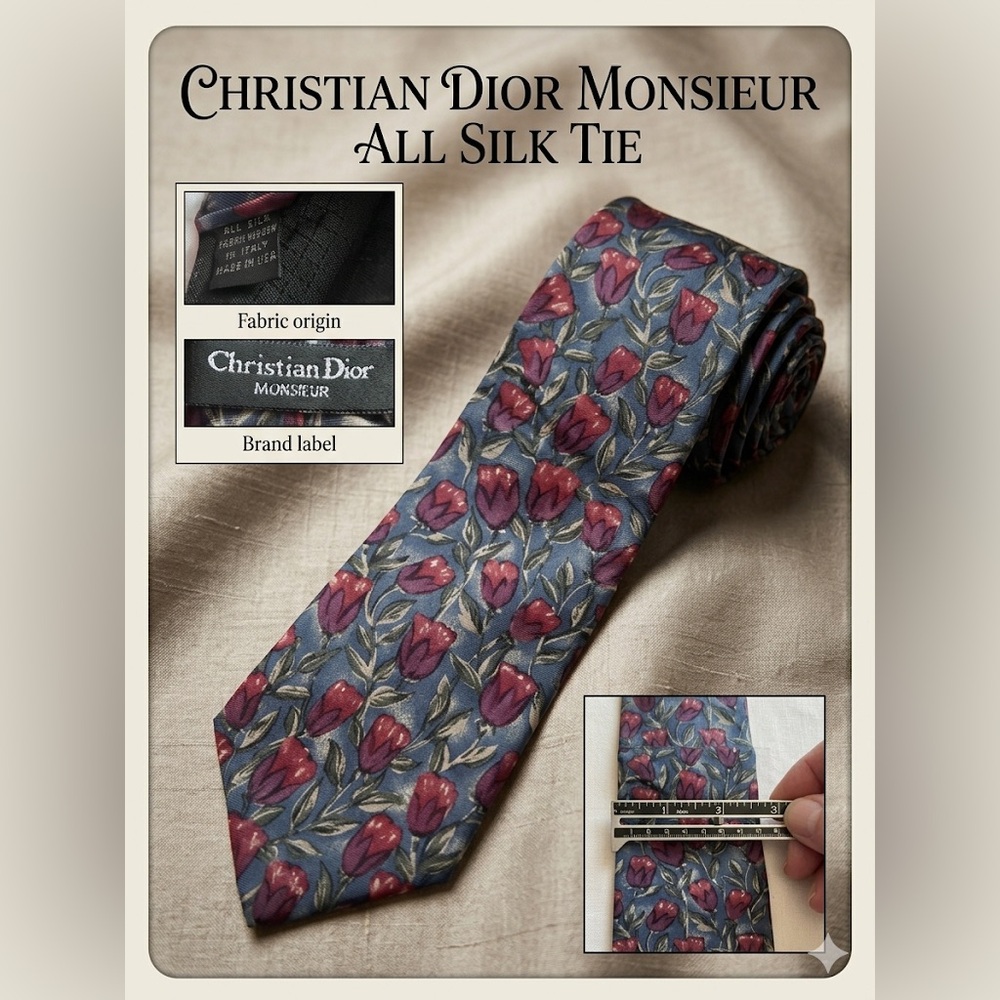 Vintage Christian Dior Monsieur All Silk Tie - 3.5 Inch Width